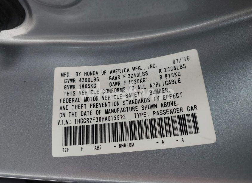 Photo 9 of 2017 Honda Accord LX (VIN 1HGCR2F30HA015573)