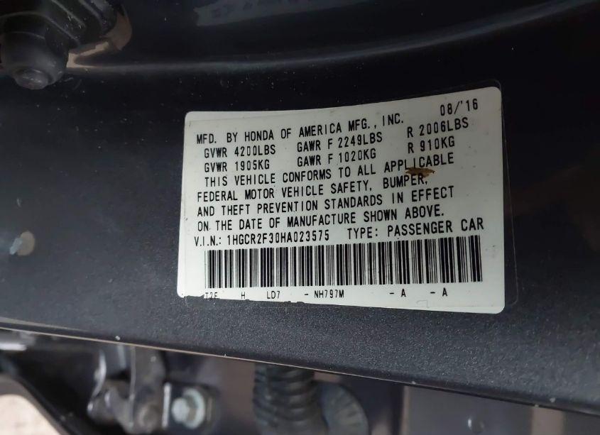 Photo 9 of 2017 Honda Accord LX (VIN 1HGCR2F30HA023575)