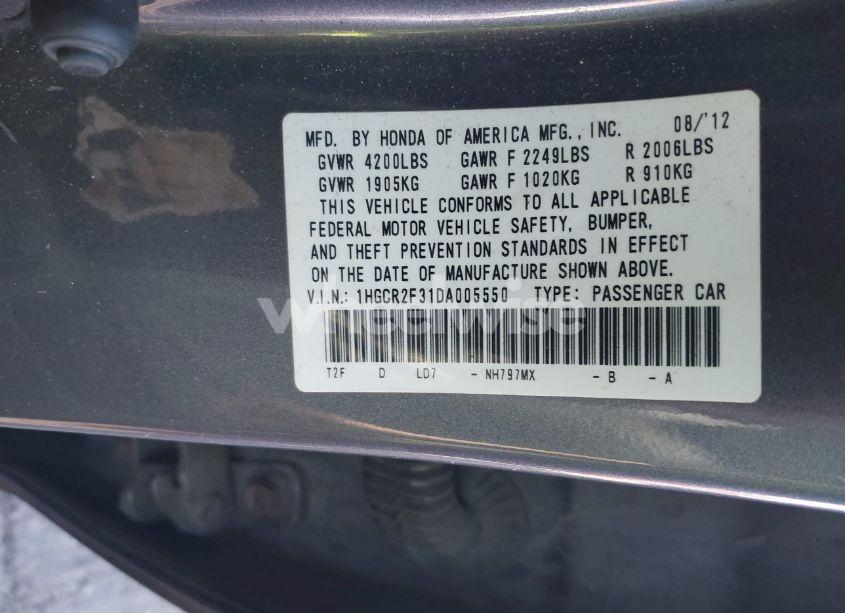 Photo 9 of 2013 Honda Accord LX (VIN 1HGCR2F31DA005550)