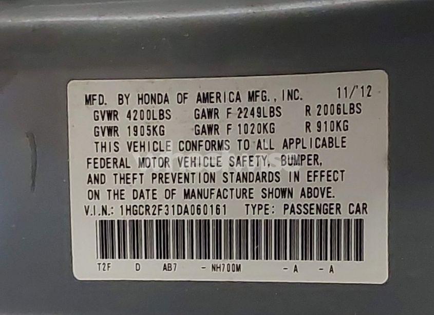 Photo 9 of 2013 Honda Accord LX (VIN 1HGCR2F31DA060161)