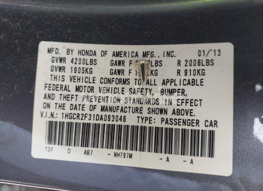 Photo 9 of 2013 Honda Accord LX (VIN 1HGCR2F31DA093046)