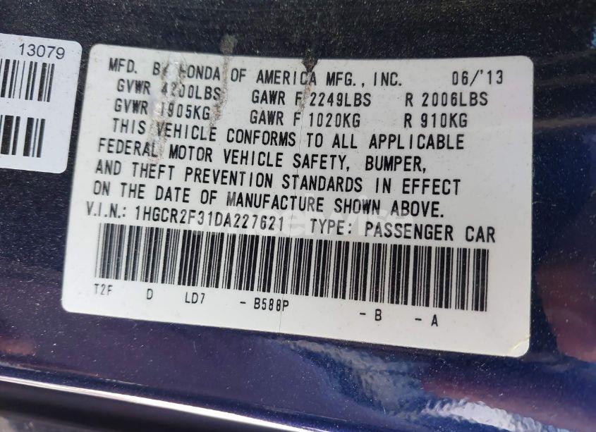 Photo 9 of 2013 Honda Accord LX (VIN 1HGCR2F31DA227621)