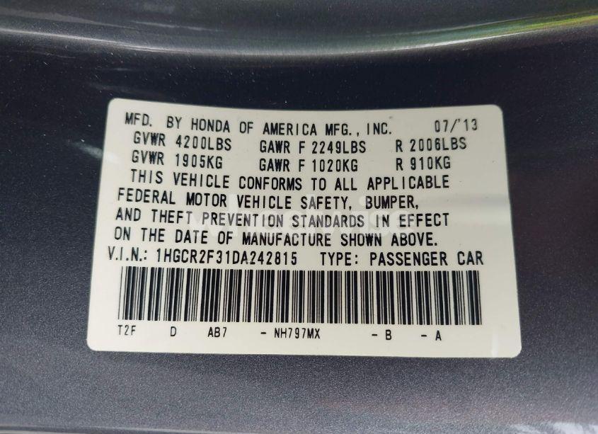 Photo 9 of 2013 Honda Accord LX (VIN 1HGCR2F31DA242815)