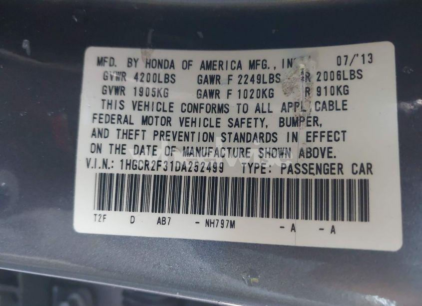 Photo 9 of 2013 Honda Accord LX (VIN 1HGCR2F31DA252499)