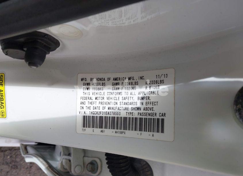 Photo 9 of 2014 Honda Accord LX (VIN 1HGCR2F31EA078550)