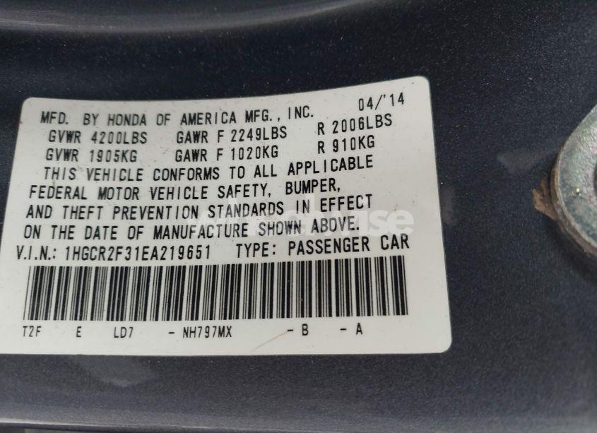 Photo 9 of 2014 Honda Accord LX (VIN 1HGCR2F31EA219651)