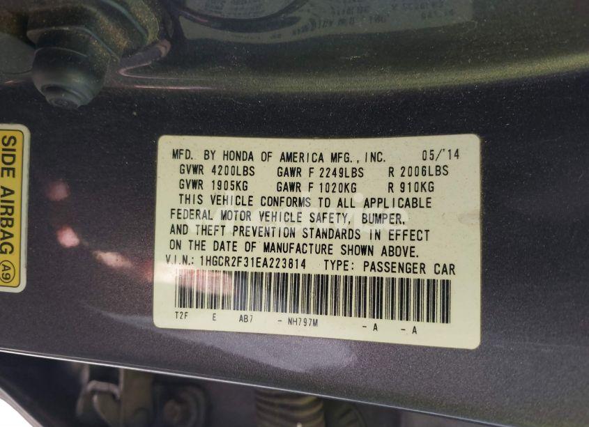 Photo 9 of 2014 Honda Accord LX (VIN 1HGCR2F31EA223814)