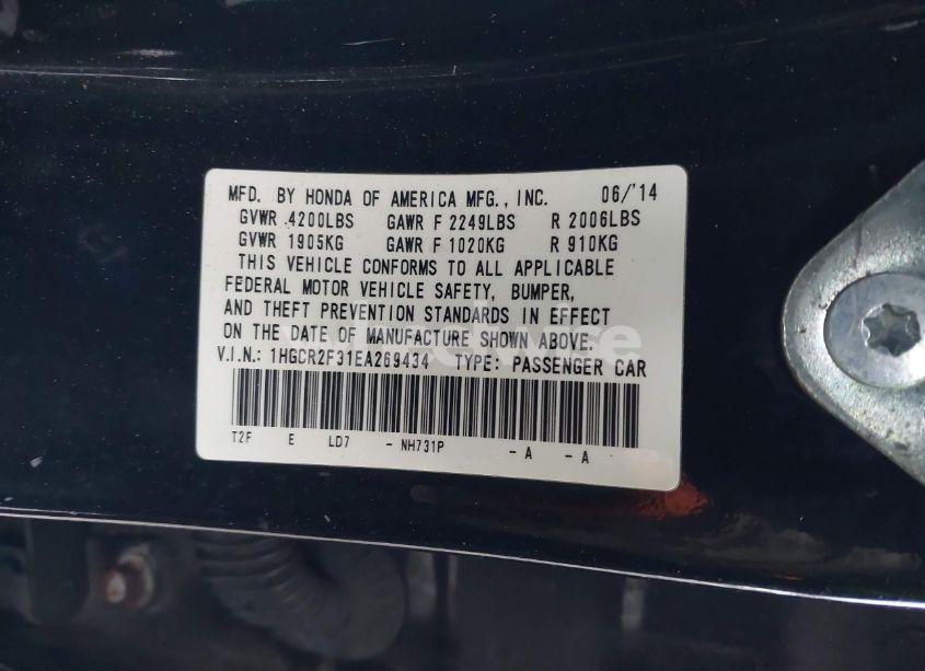 Photo 9 of 2014 Honda Accord LX (VIN 1HGCR2F31EA269434)