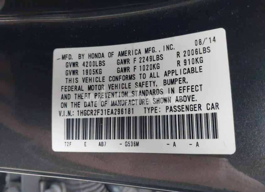 Photo 9 of 2014 Honda Accord LX (VIN 1HGCR2F31EA296181)