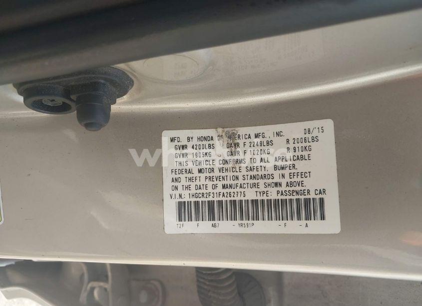Photo 9 of 2015 Honda Accord LX (VIN 1HGCR2F31FA262775)