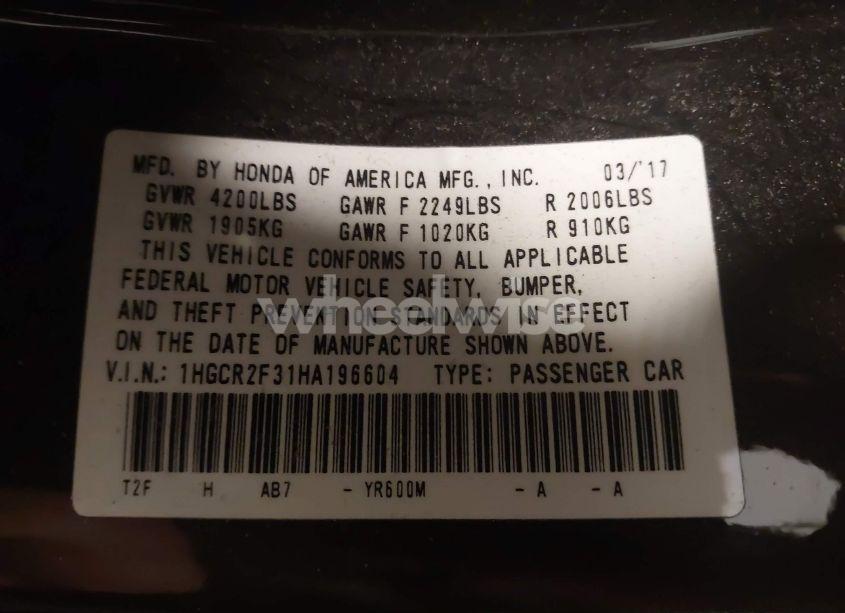 Photo 9 of 2017 Honda Accord LX (VIN 1HGCR2F31HA196604)