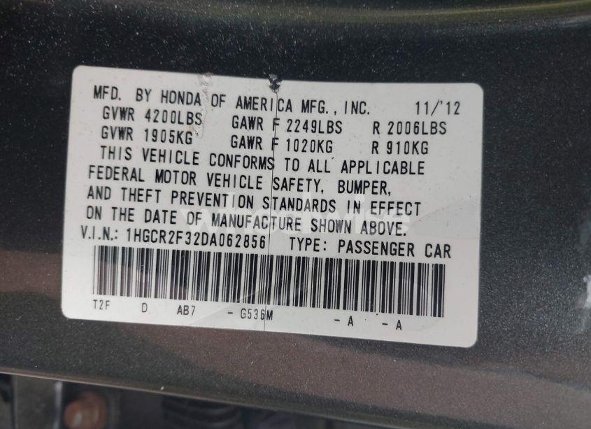 Photo 9 of 2013 Honda Accord LX (VIN 1HGCR2F32DA062856)