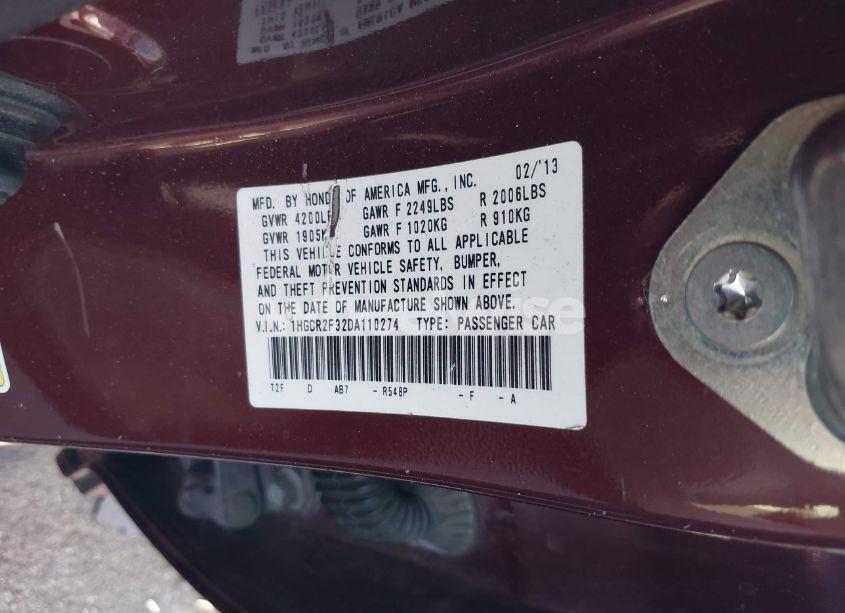 Photo 9 of 2013 Honda Accord LX (VIN 1HGCR2F32DA110274)