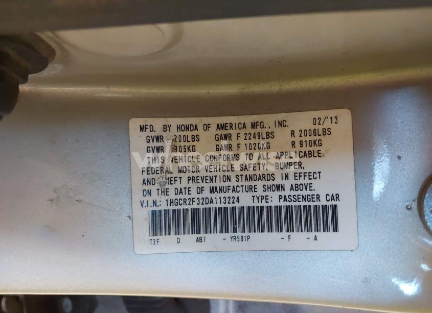 Photo 9 of 2013 Honda Accord LX (VIN 1HGCR2F32DA113224)