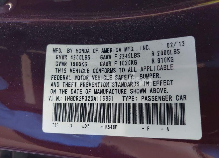 Photo 9 of 2013 Honda Accord LX (VIN 1HGCR2F32DA115961)