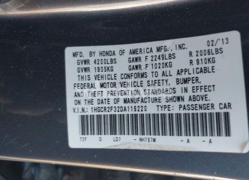 Photo 9 of 2013 Honda Accord LX (VIN 1HGCR2F32DA119220)