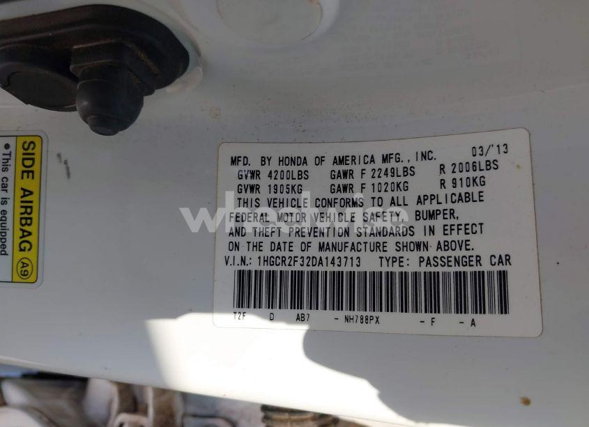 Photo 9 of 2013 Honda Accord LX (VIN 1HGCR2F32DA143713)