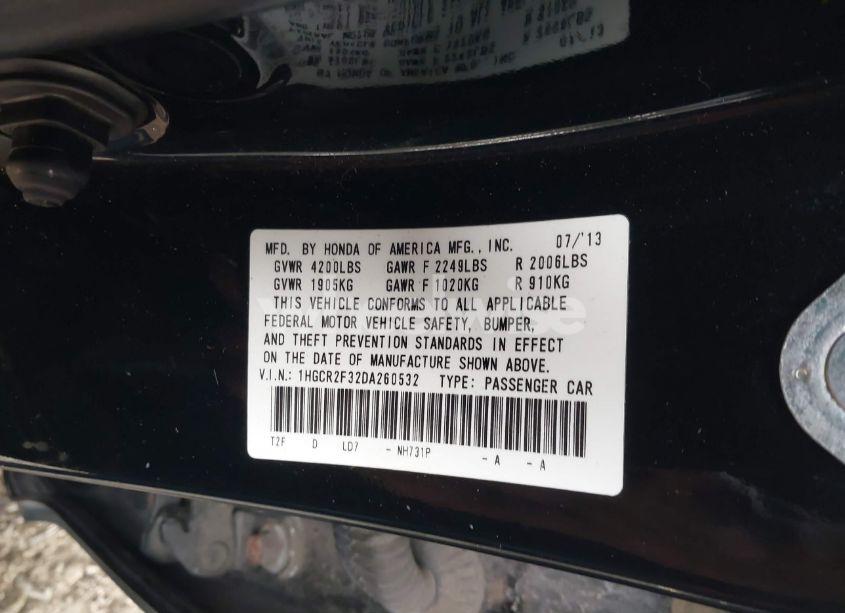 Photo 9 of 2013 Honda Accord LX (VIN 1HGCR2F32DA260532)