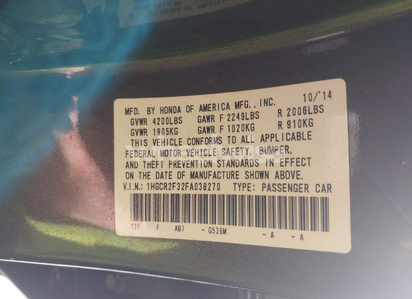 Photo 9 of 2015 Honda Accord LX (VIN 1HGCR2F32FA038270)
