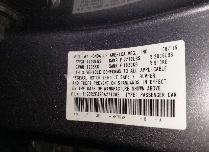 Photo 9 of 2015 Honda Accord LX (VIN 1HGCR2F32FA211382)