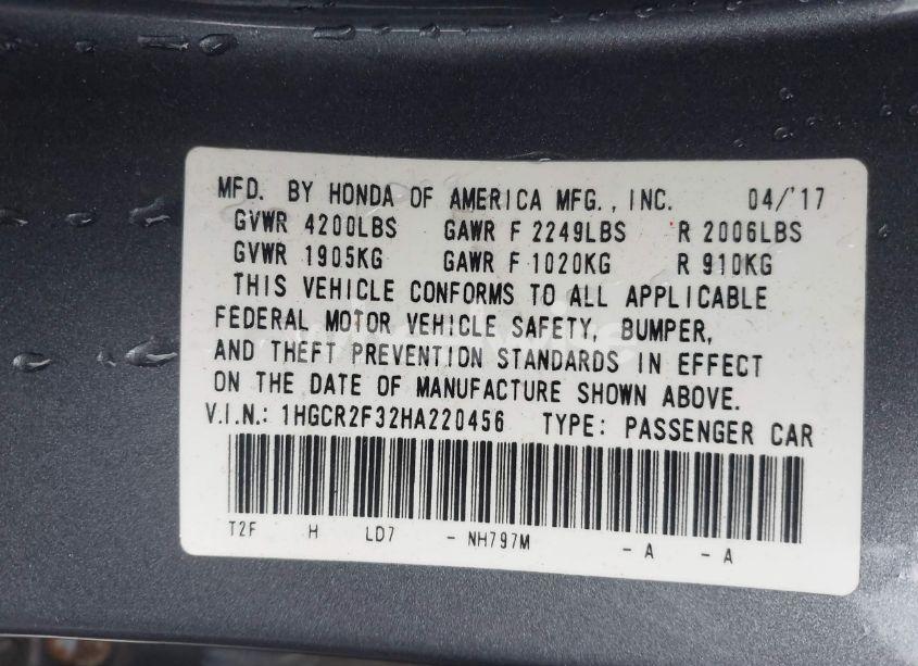 Photo 9 of 2017 Honda Accord LX (VIN 1HGCR2F32HA220456)