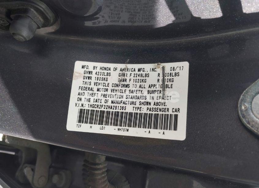 Photo 9 of 2017 Honda Accord LX (VIN 1HGCR2F32HA291365)