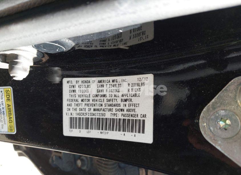 Photo 9 of 2013 Honda Accord LX (VIN 1HGCR2F33DA072280)