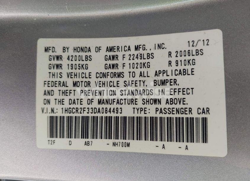 Photo 9 of 2013 Honda Accord LX (VIN 1HGCR2F33DA084493)