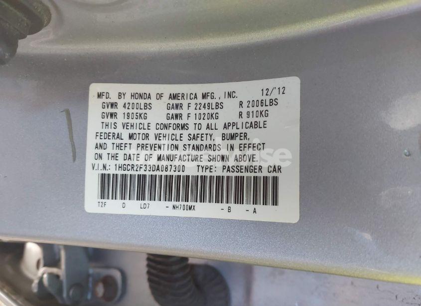Photo 9 of 2013 Honda Accord LX (VIN 1HGCR2F33DA087300)