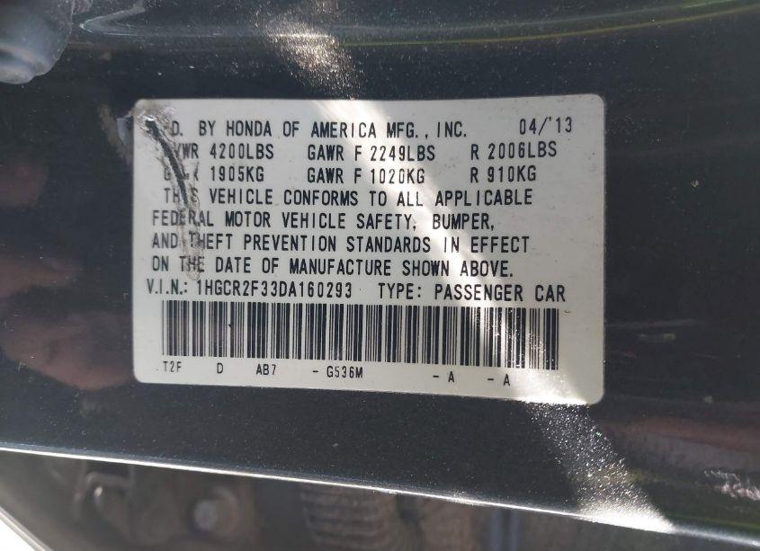 Photo 9 of 2013 Honda Accord LX (VIN 1HGCR2F33DA160293)