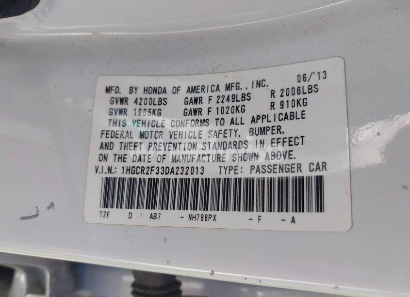 Photo 9 of 2013 Honda Accord LX (VIN 1HGCR2F33DA232013)