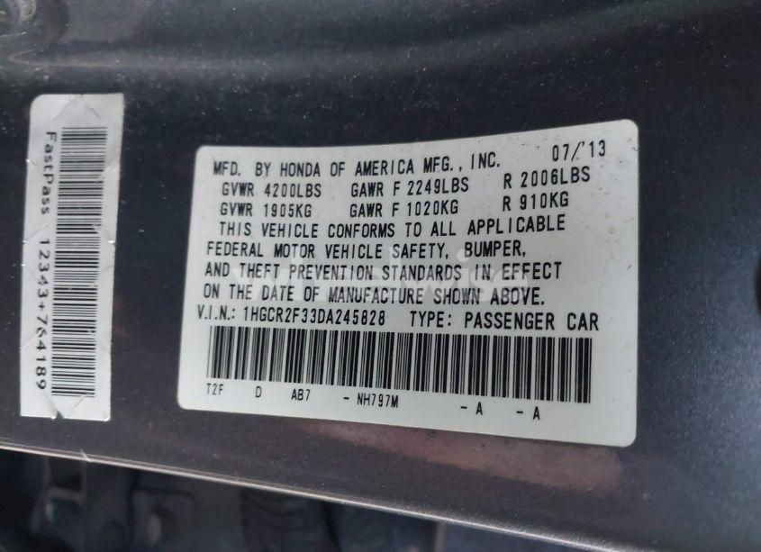 Photo 9 of 2013 Honda Accord LX (VIN 1HGCR2F33DA245828)