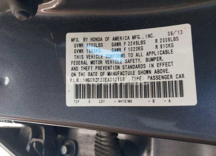 Photo 9 of 2014 Honda Accord LX (VIN 1HGCR2F33EA012159)
