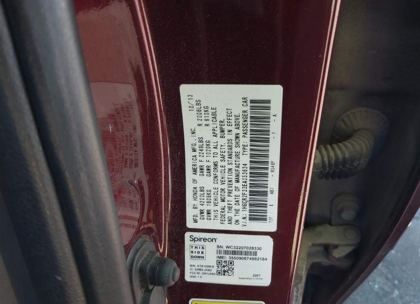 Photo 9 of 2014 Honda Accord LX (VIN 1HGCR2F33EA053634)