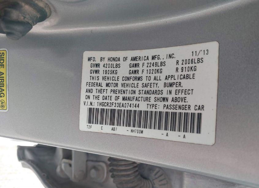 Photo 9 of 2014 Honda Accord LX (VIN 1HGCR2F33EA074144)