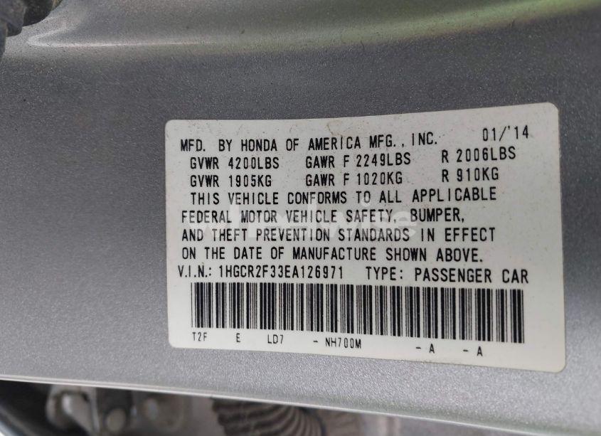 Photo 9 of 2014 Honda Accord LX (VIN 1HGCR2F33EA126971)