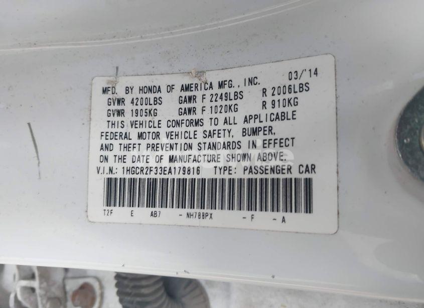 Photo 9 of 2014 Honda Accord LX (VIN 1HGCR2F33EA179816)