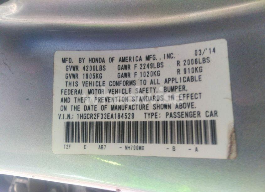 Photo 9 of 2014 Honda Accord LX (VIN 1HGCR2F33EA184529)