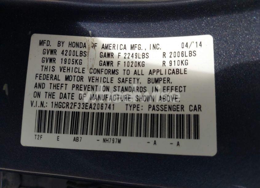 Photo 9 of 2014 Honda Accord LX (VIN 1HGCR2F33EA206741)