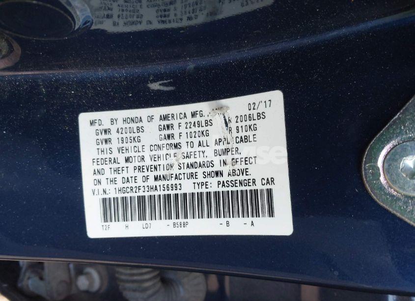 Photo 9 of 2017 Honda Accord LX (VIN 1HGCR2F33HA156993)