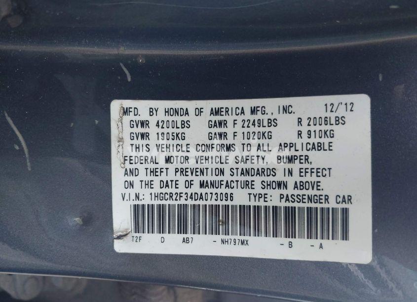 Photo 9 of 2013 Honda Accord LX (VIN 1HGCR2F34DA073096)