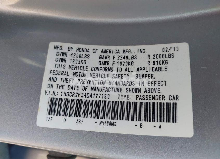 Photo 9 of 2013 Honda Accord LX (VIN 1HGCR2F34DA127190)