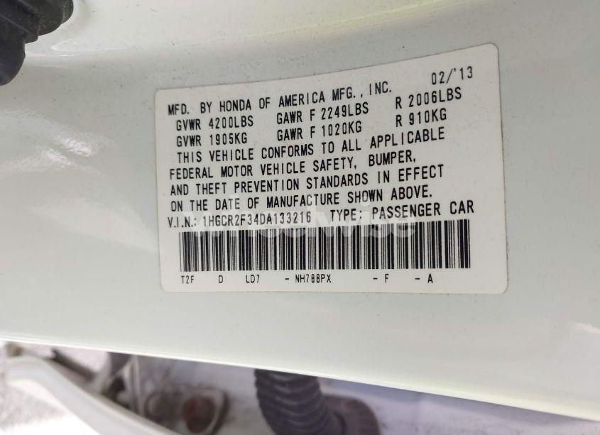 Photo 9 of 2013 Honda Accord LX (VIN 1HGCR2F34DA133216)