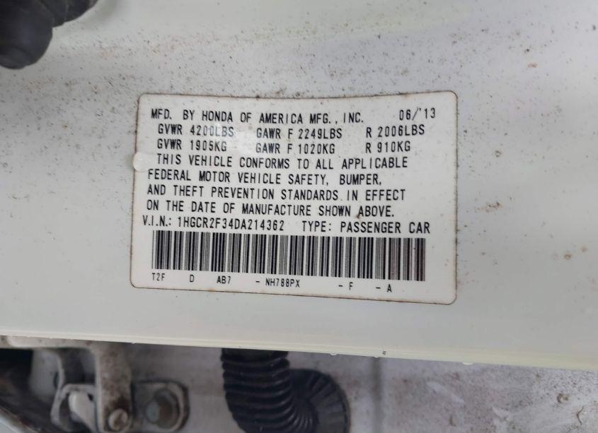 Photo 9 of 2013 Honda Accord LX (VIN 1HGCR2F34DA214362)