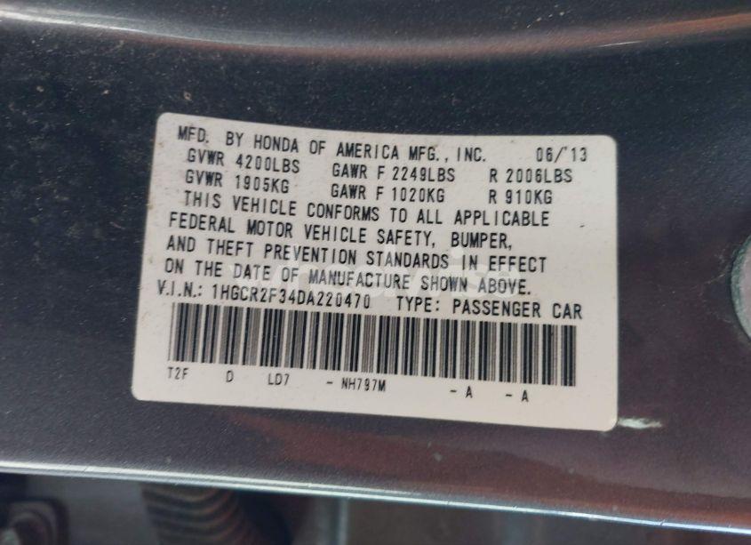 Photo 9 of 2013 Honda Accord LX (VIN 1HGCR2F34DA220470)