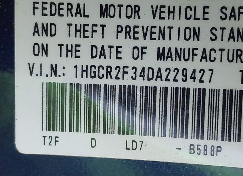 Photo 9 of 2013 Honda Accord LX (VIN 1HGCR2F34DA229427)