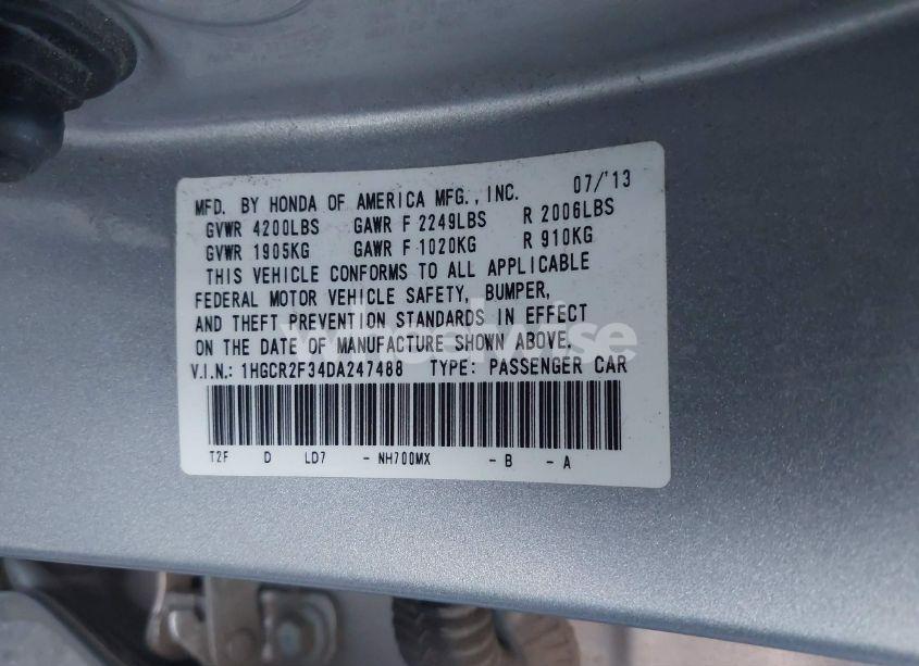 Photo 9 of 2013 Honda Accord LX (VIN 1HGCR2F34DA247488)
