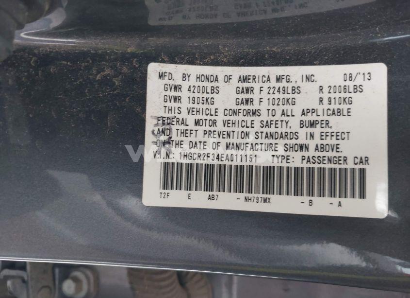 Photo 9 of 2014 Honda Accord LX (VIN 1HGCR2F34EA011151)