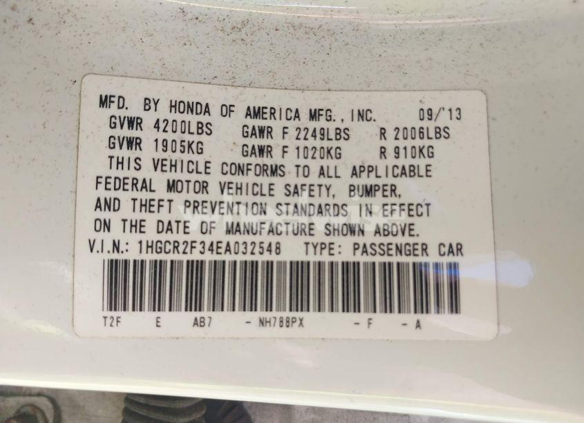 Photo 9 of 2014 Honda Accord LX (VIN 1HGCR2F34EA032548)