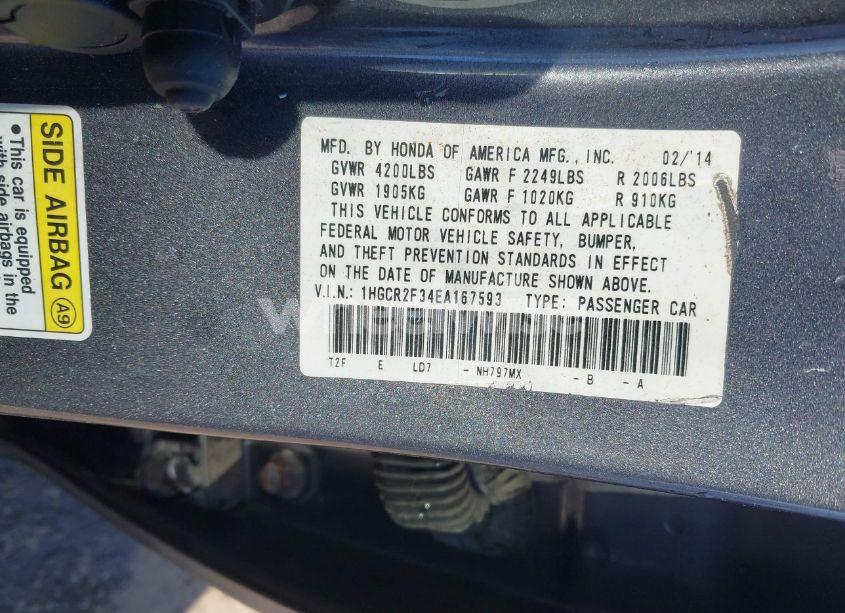 Photo 9 of 2014 Honda Accord LX (VIN 1HGCR2F34EA167593)